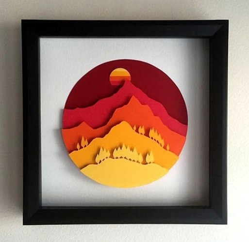 Laser Cut Decor Wall Art Tree Mountain Sun Free Vector File