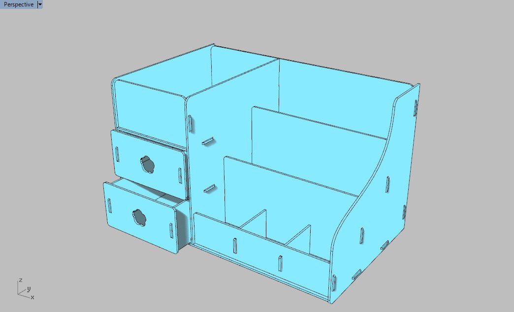 Laser Cut Desk Organizer With Drawers Free Vector File