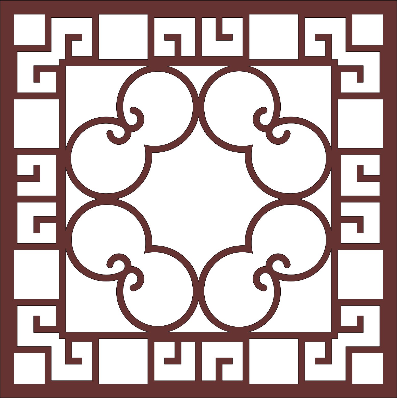Laser Cut Drawing Room Lattice Floral Seamless Pattern Free DXF File