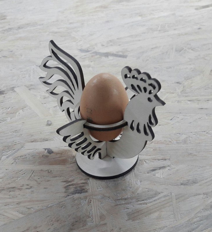 Laser Cut Easter Rooster Easter Egg Display Stand Free Vector File