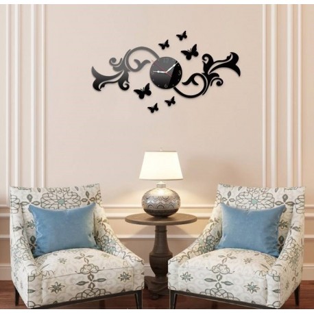 Laser Cut Fancy Butterfly Wall Clock Template Free Vector File