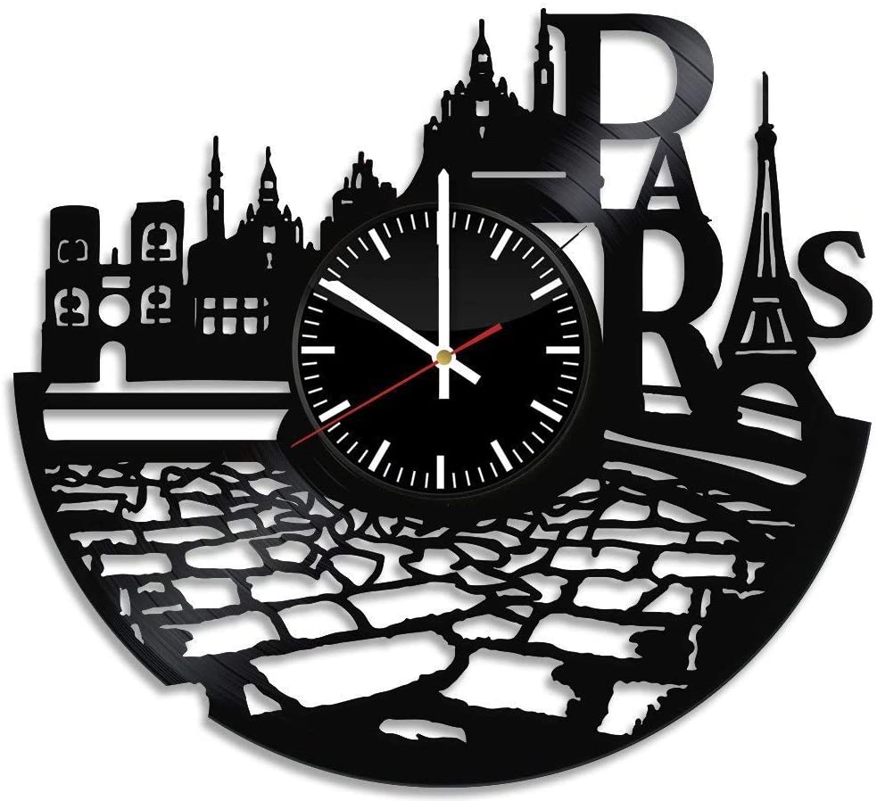Laser Cut France Paris City Theme Vinyl Wall Clock Free DXF File