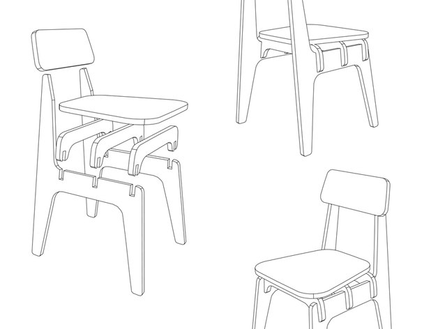 Laser Cut High Chair Wood 18 Mm Free DXF File