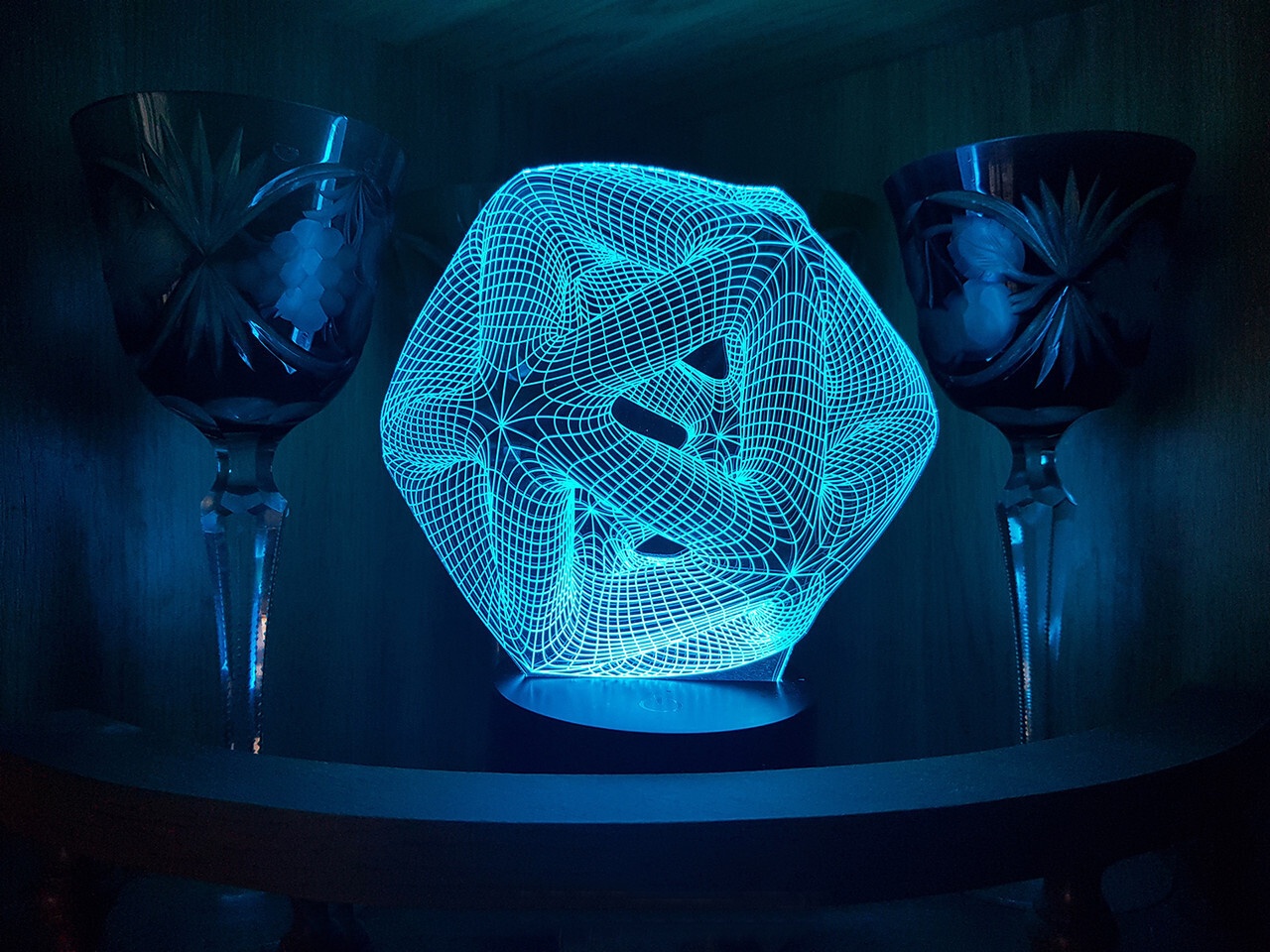 Laser Cut Icosahedron 3d Night Light Acrylic Optical Illusion Lamp Free Vector File