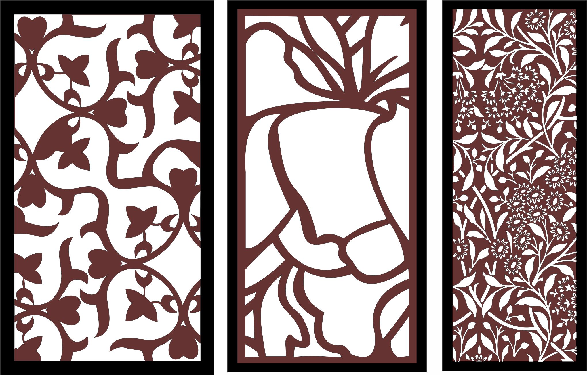 Laser Cut Modern Privacy Partition Panels Jali Room Divider Patterns Set Free DXF File