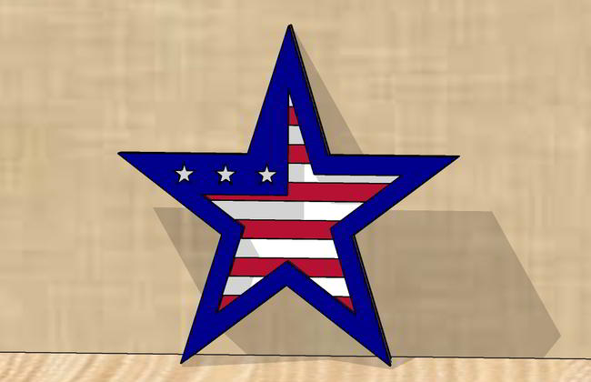Laser Cut Patriotic Star Logo Badge Free DXF File