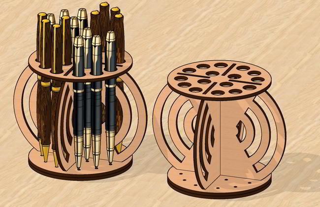 Laser Cut Pen Holder Office Desk Organizer Free Vector File