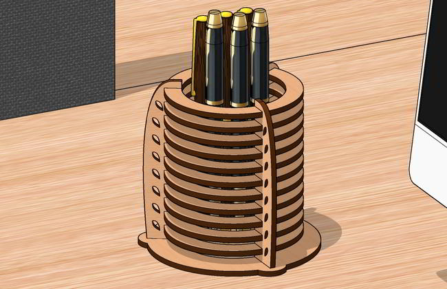 Laser Cut Pen Holder Stand Free Vector File