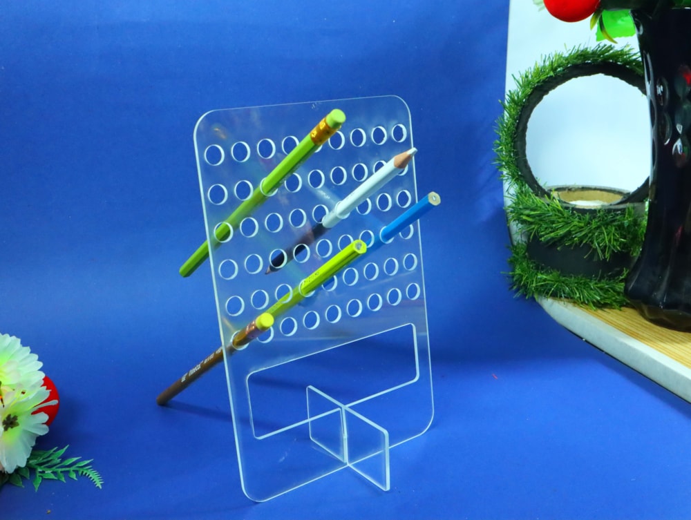 Laser Cut Rectangle Shape Pen Holder Acrylic 3mm Free DXF File