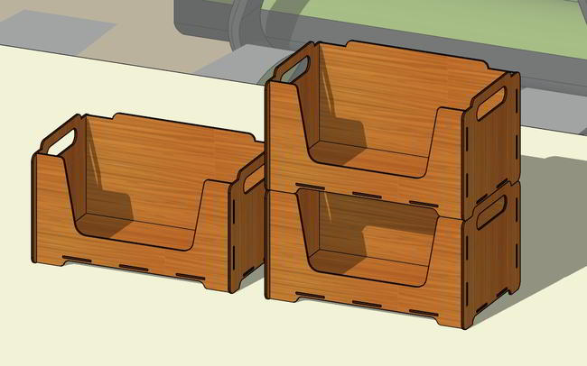 Laser Cut Stackable Storage Box Wooden Crate Free DXF File