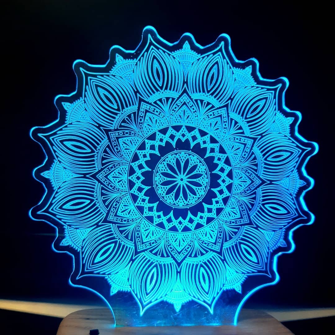 Laser Cut Star Mandala 3d Illusion Lamp 3d Night Light Free DXF File