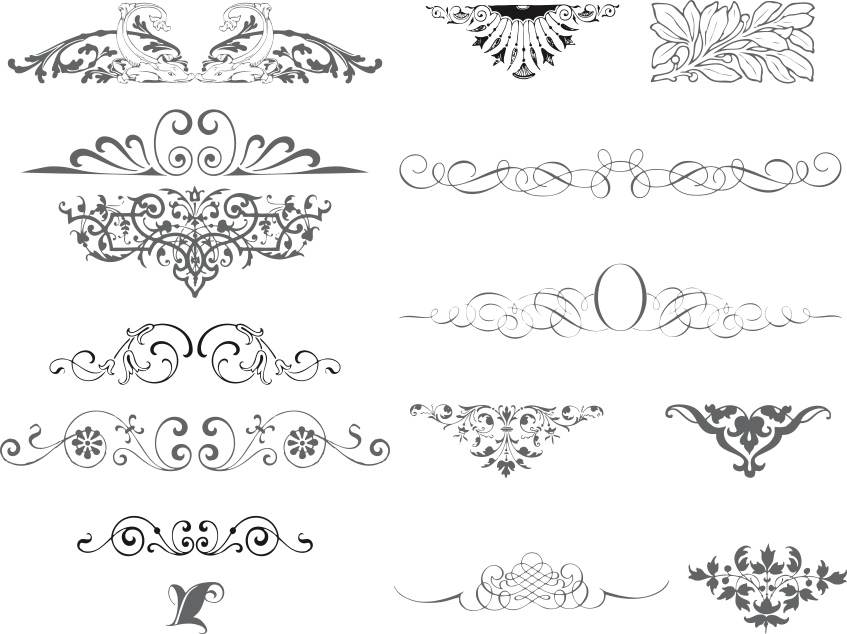 Laser Cut Swirl Ornamental Set Free Vector File