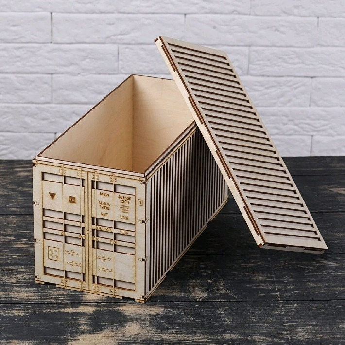 Laser Cut Truck Container Box Layout Free Vector File