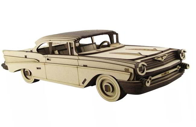 Laser Cut Vintage Chevy Bel Air 1957 Car Model Free Vector File
