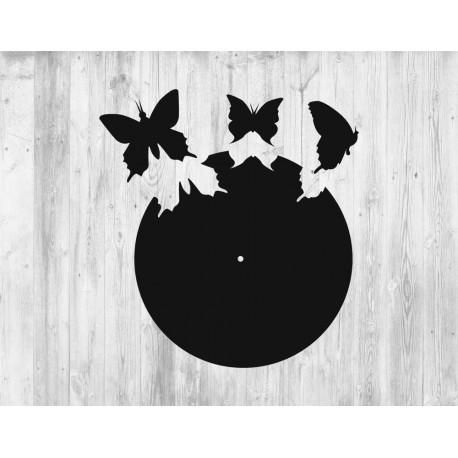 Laser Cut Wall Clock Template With Butterflies Free Vector File
