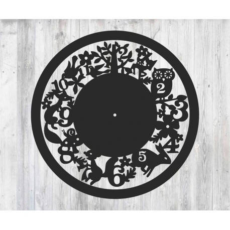 Laser Cut Wall Clock With Animals Free Vector File
