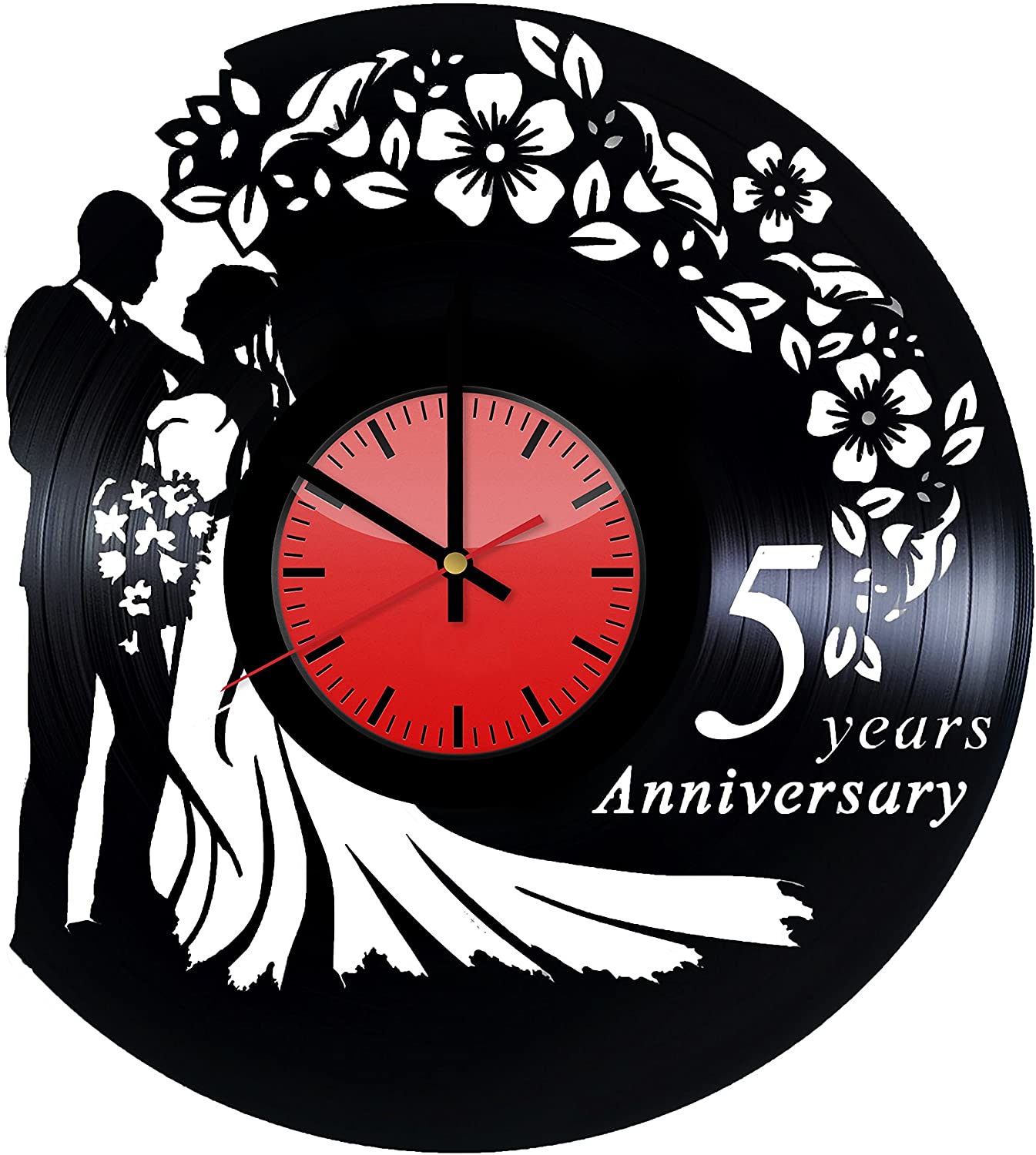 Laser Cut Wedding Vinyl Record Wall Clock Free DXF File