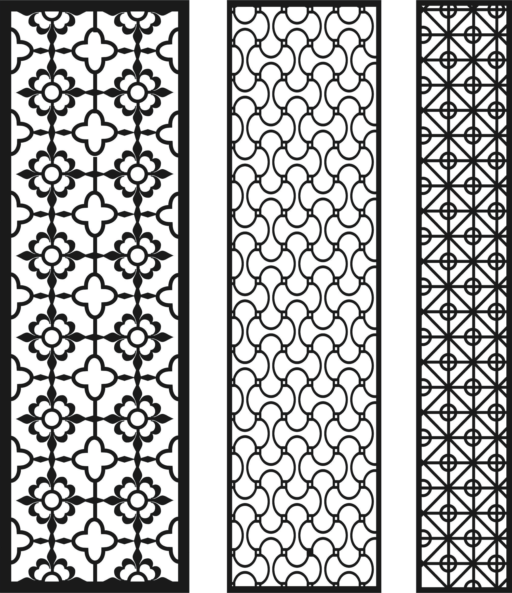 Laser Cut Window Lattice Floral Seamless Patterns Set Free DXF File