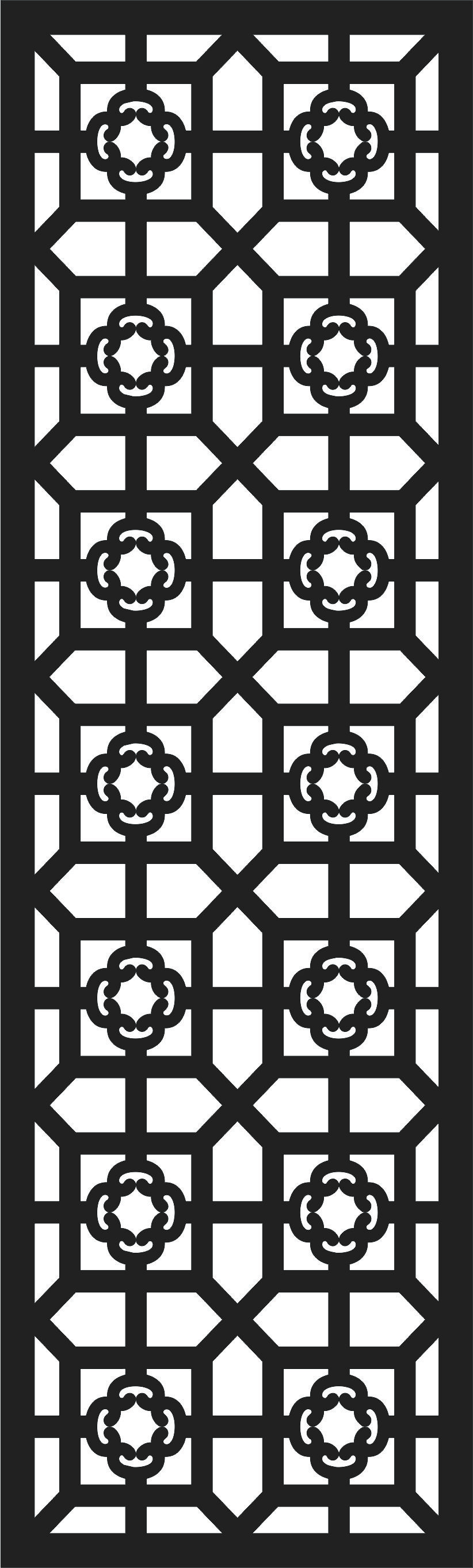 Laser Cut Window Lattice Seamless Screen Design Free DXF File