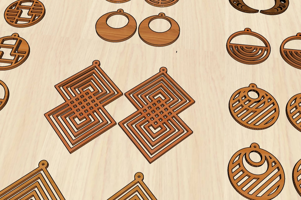 Laser Cut Wood Dangle Earring Jewelry Blanks Shape Crafts Free Vector File