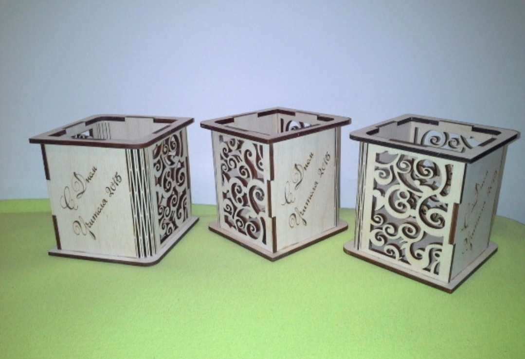 Laser Cut Wood Pen Holder Free DXF File