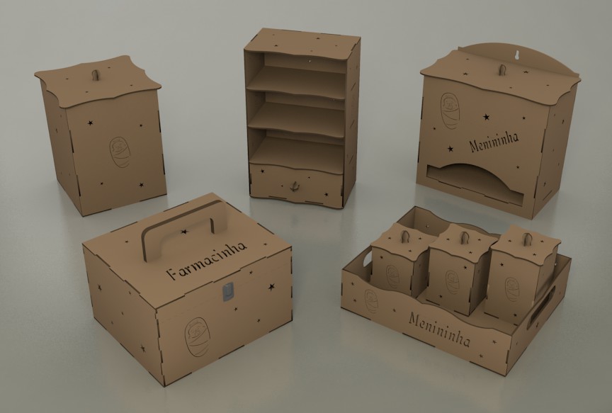 Laser Cut Wooden Casket Set Template Free DXF File