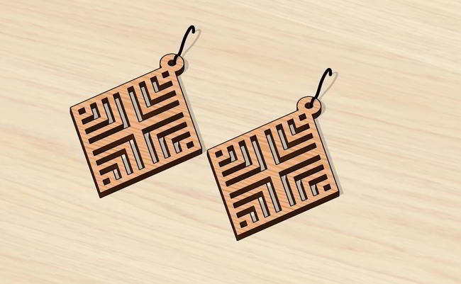 Laser Cut Wooden Earrings Free DXF File