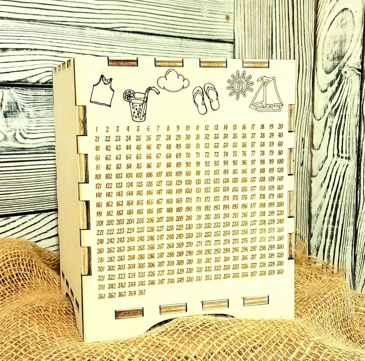 Laser Cut Wooden Piggy Bank 365 Days Save Money Plan Box Free Vector File
