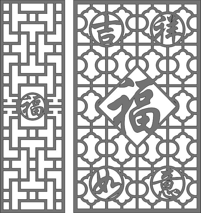 Living Room Seamless Floral Lattice Panels Set For Laser Cut Free Vector File