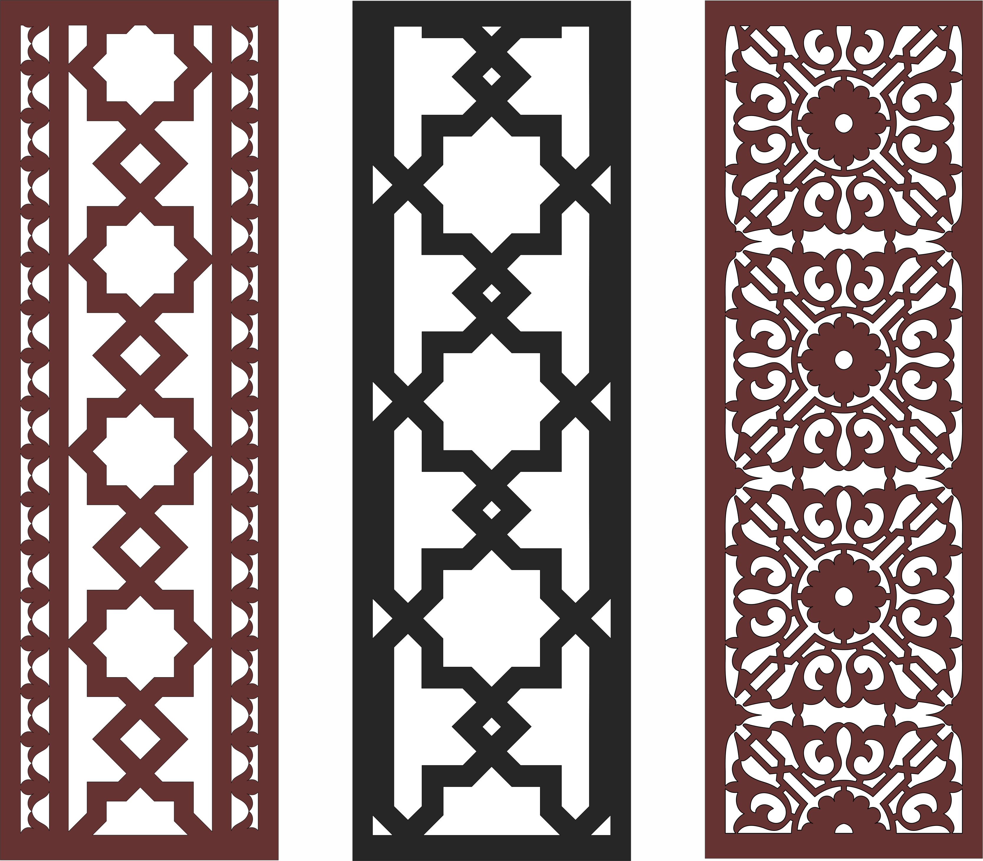 Living Room Seamless Floral Screen Set For Laser Cut Free Vector File