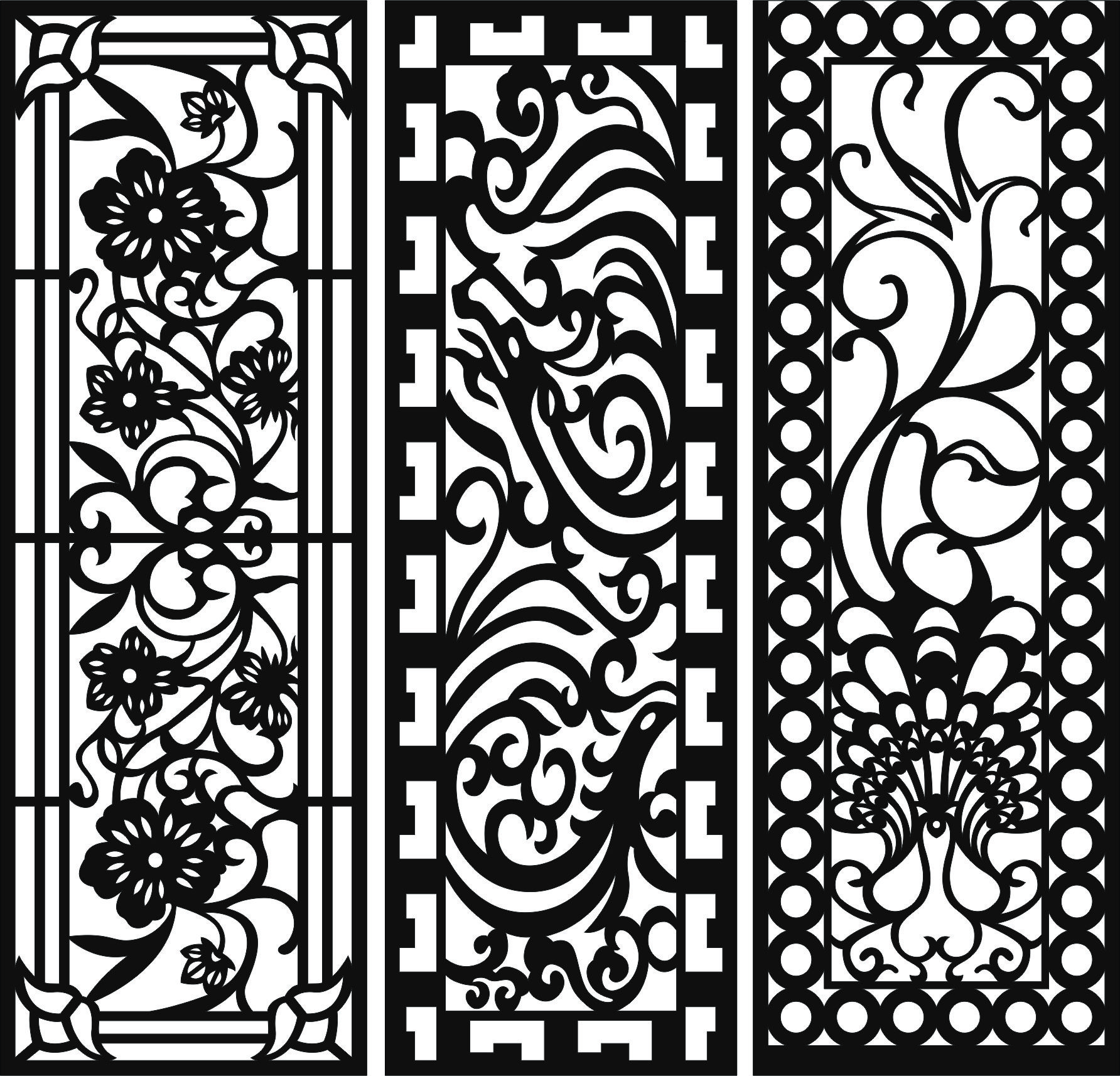 Modern Panel Room Divider Lattice Seamless Free DXF File