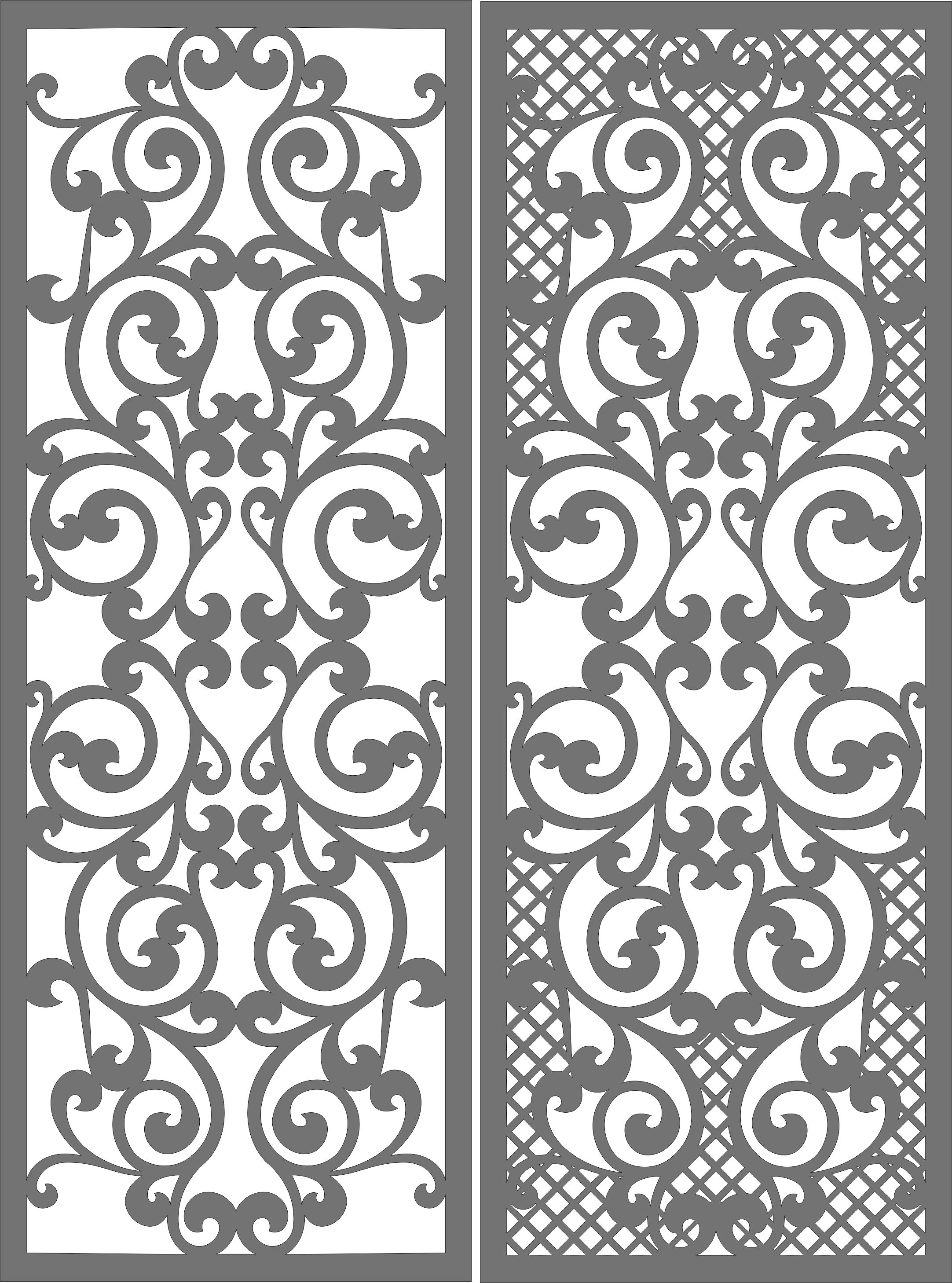 Modern Privacy Partition Indoor Lattice Panels Set Free DXF File