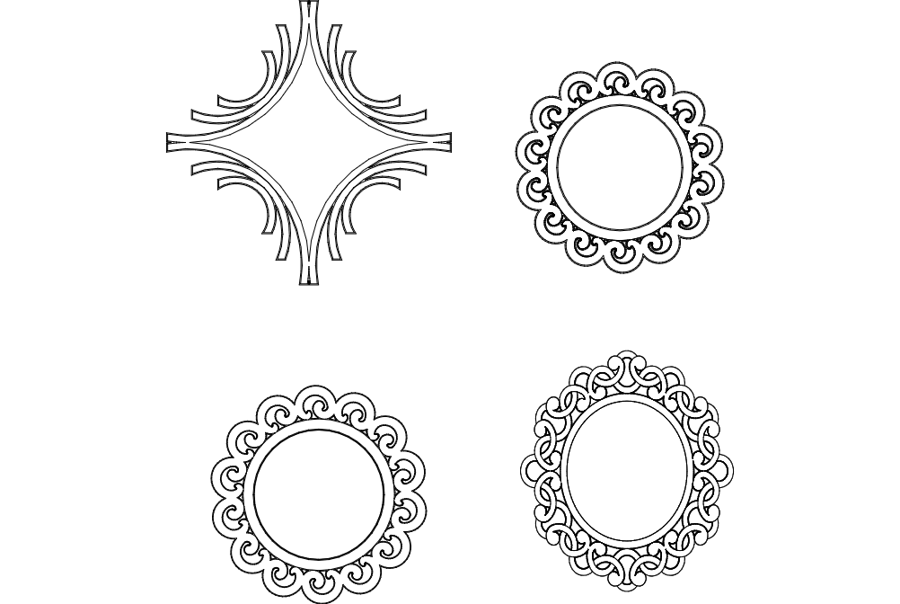 Multiple Mirror Frame Designs Free DXF File