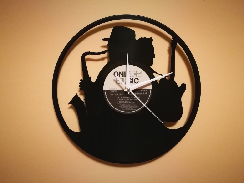 Orologio Vinile Clock Sax Chitarra Free DXF File