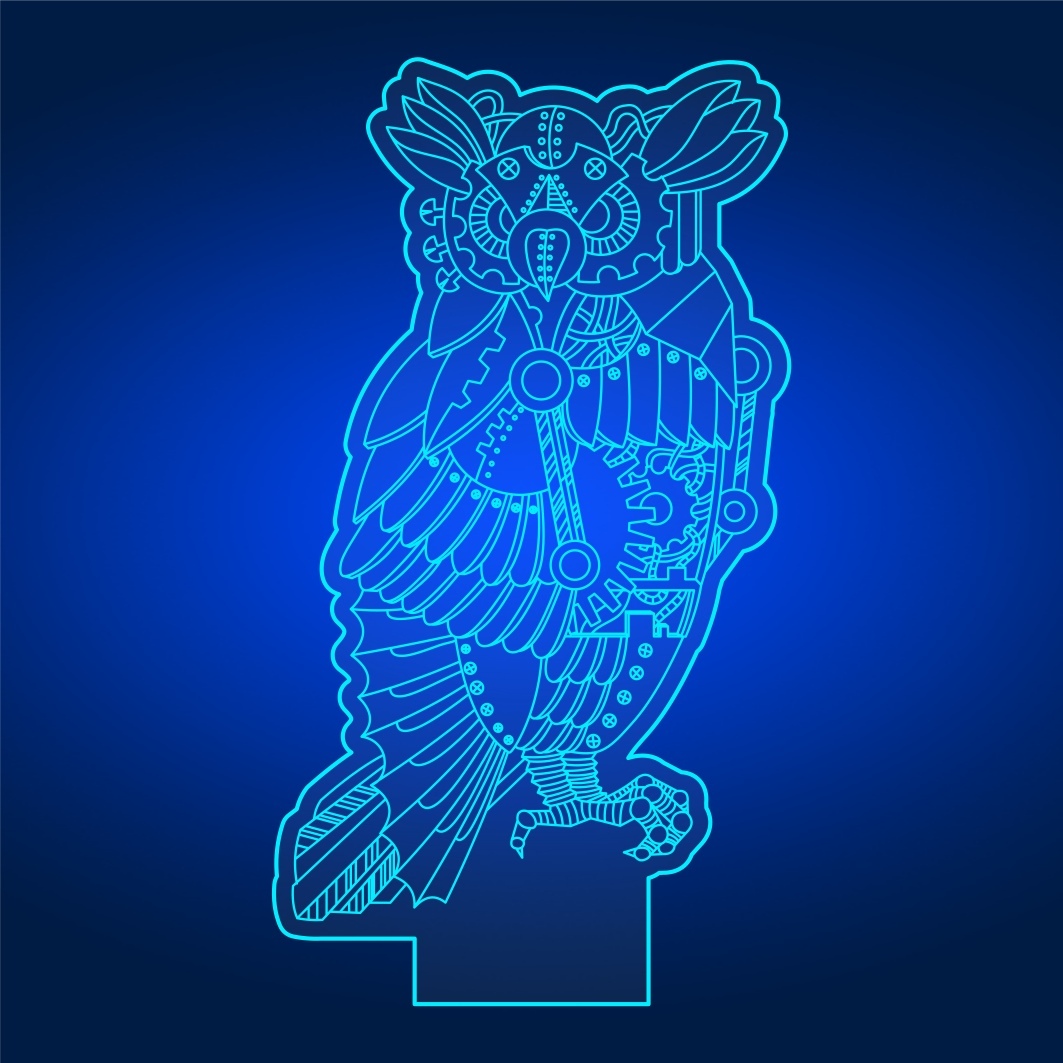 Owl 3d Illusion Lamp Free Vector File