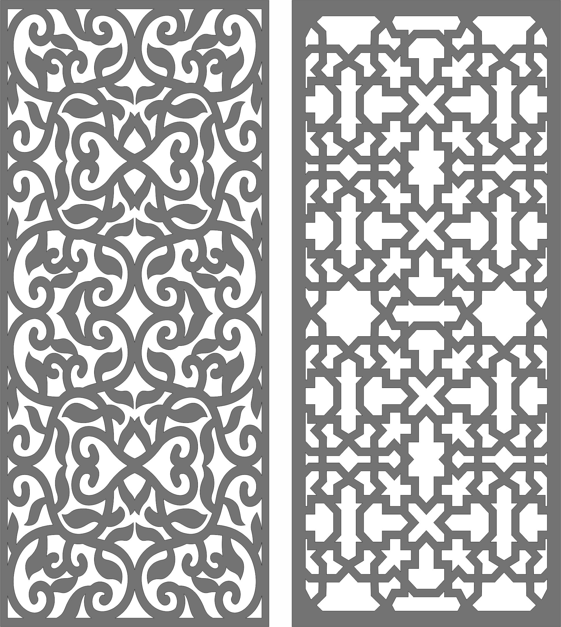 Privacy Partition Indoor Panel Lattice Room Divider Patterns Set Free DXF File
