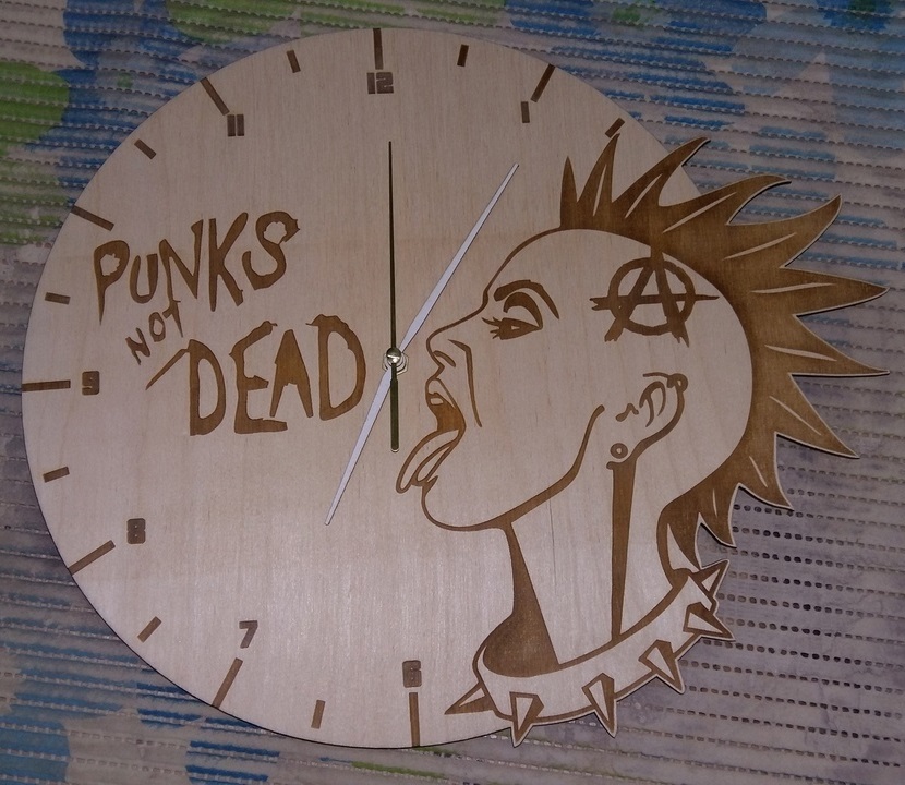 Punks Not Dead Wall Clock For Laser Cut Free Vector File