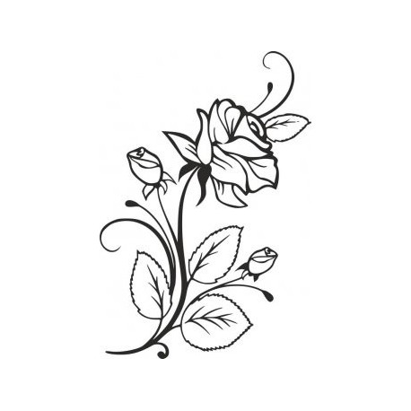 Rose And Rosebuds Beautiful Flower Stencil Free DXF File