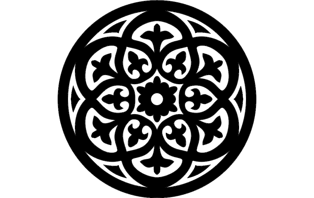Round Floral Pattern Free DXF File
