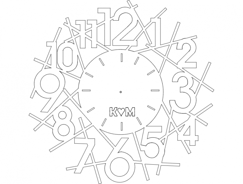 Saat Km Clock Free DXF File