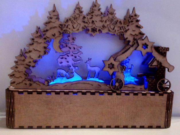 Shadow Box Holiday Decorations New Year Lamp For Laser Cut Free Vector File