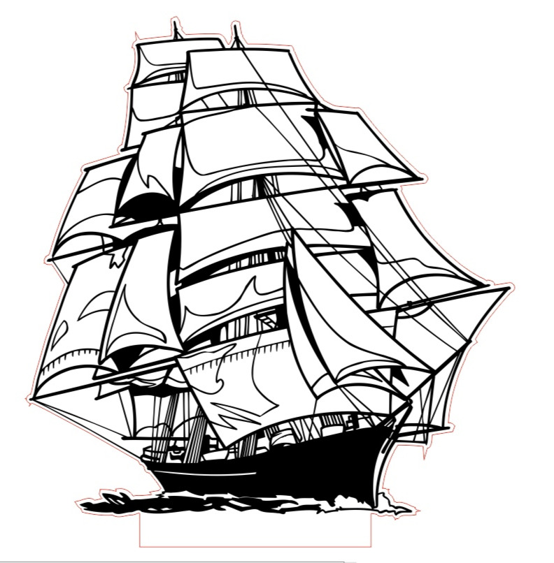 Ship 3D Led Night Light Free Vector File