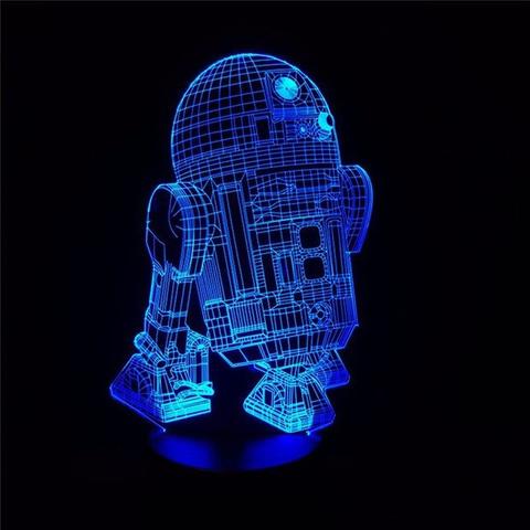 Star Wars r2 d2 Robot 3d Led Night Light Template Free Vector File