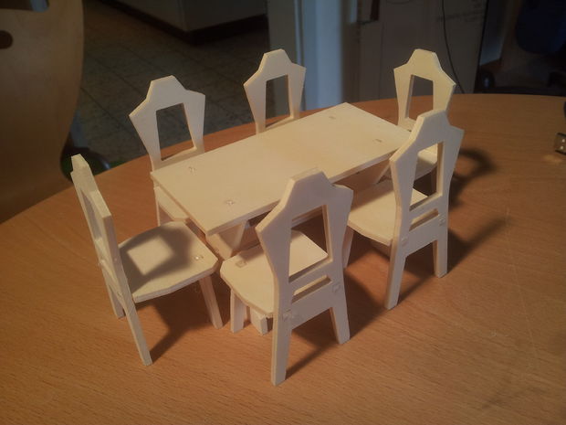 Table And Chair Wooden Free DXF File