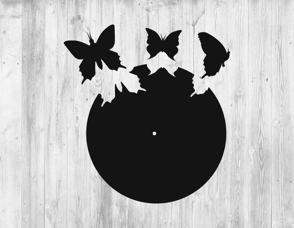 Wall Clock Template With Butterflies For Laser Cut Free Vector File