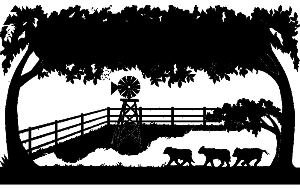 Windmill Animals Scene Free DXF File