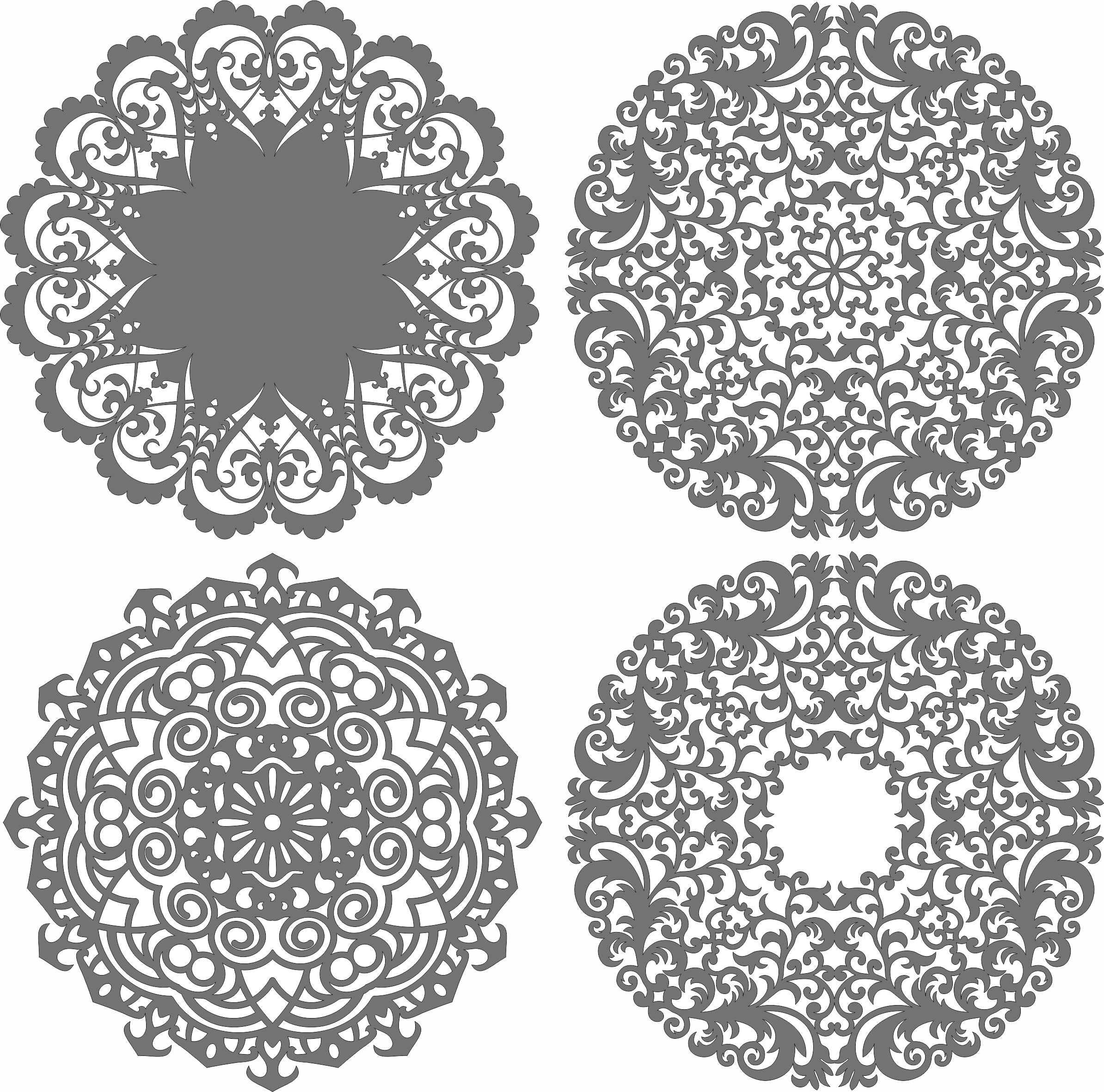 Window Lattice Round Seamless Designs Set For Laser Cut Free Vector File