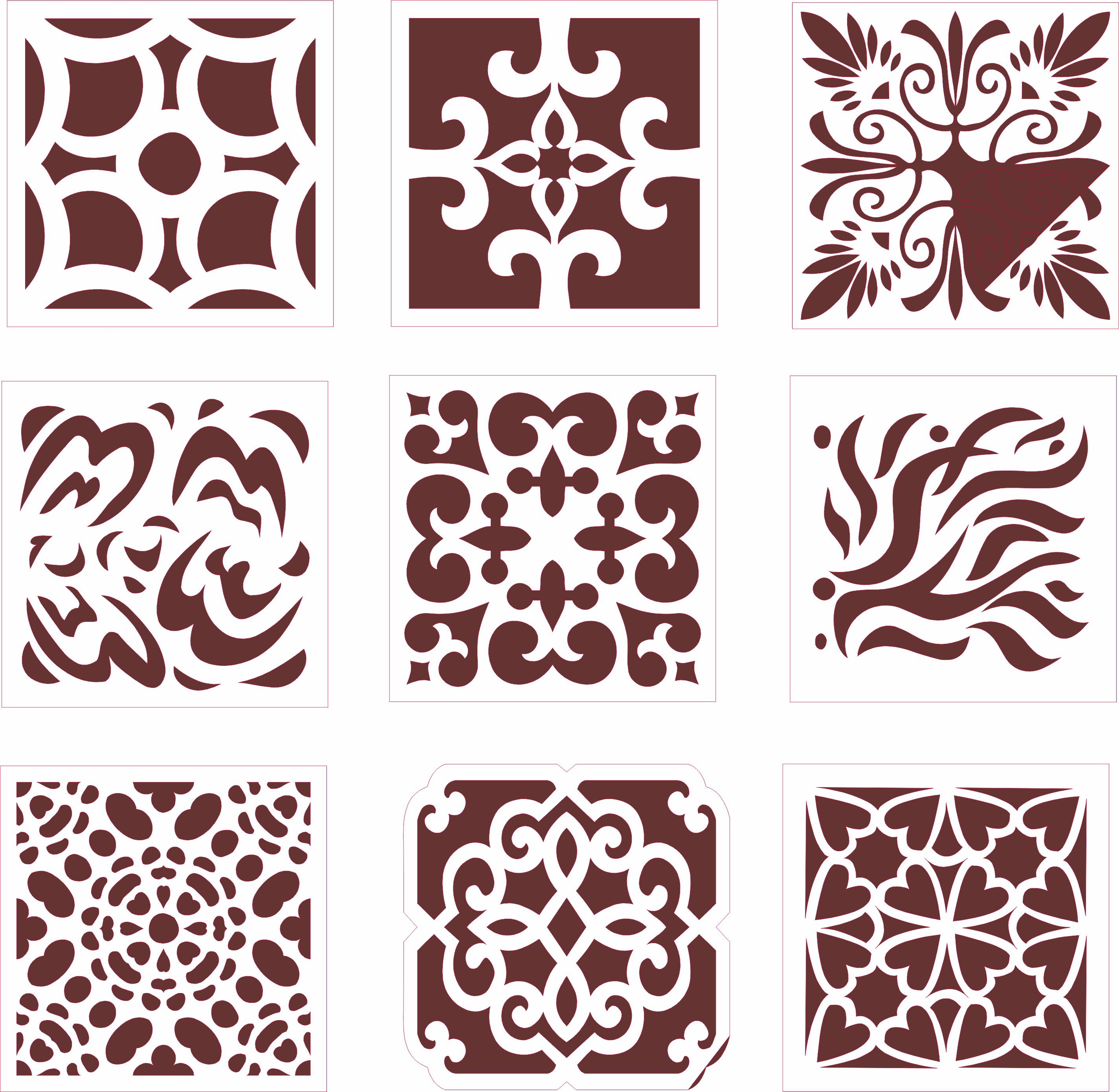 Window Screen Design Set For Laser Cut Free Vector File