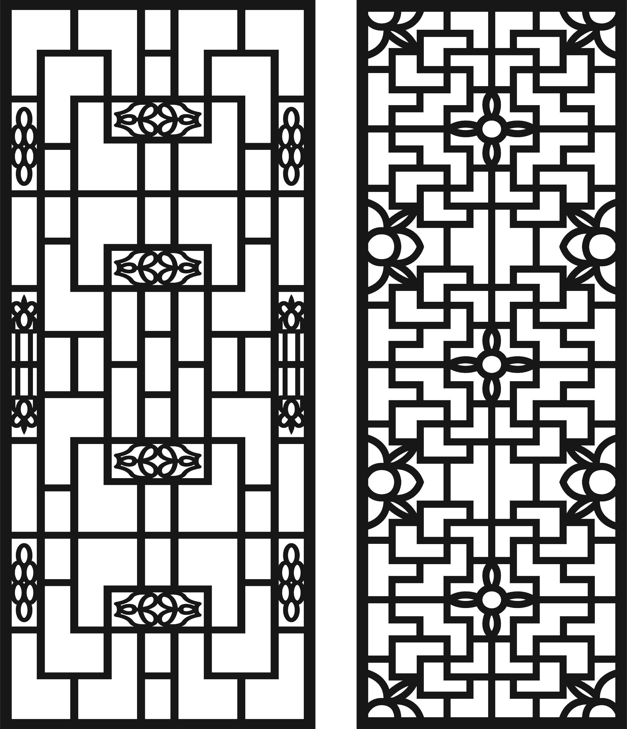 Window Screen Lattice Seamless Separator Designs Set Free DXF File