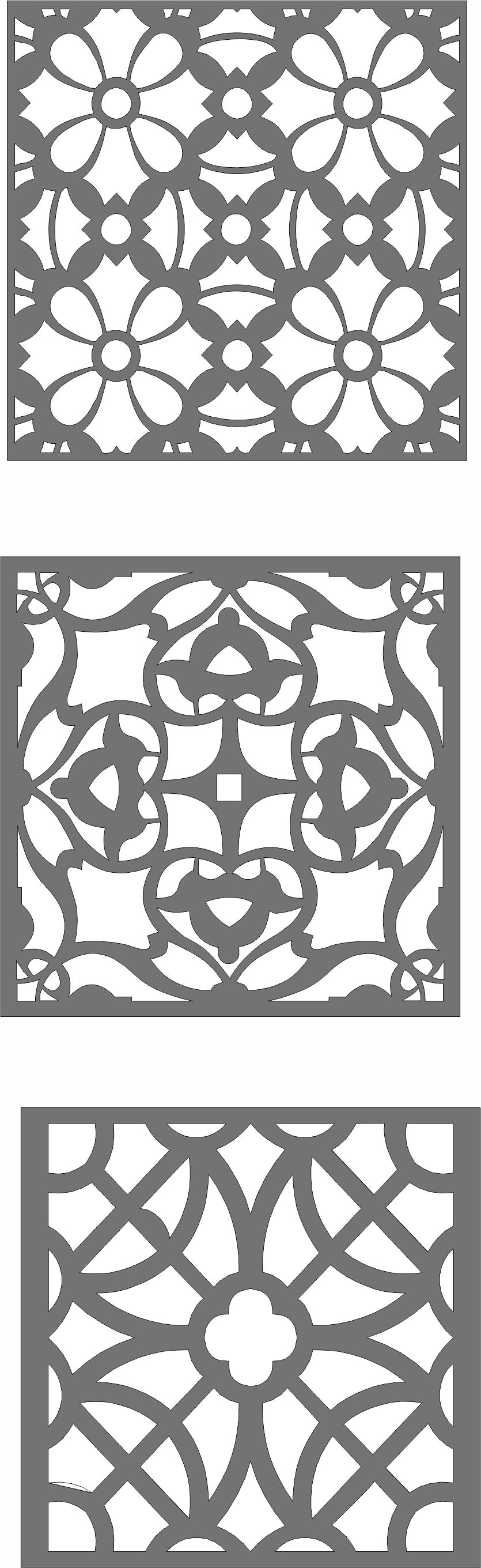 Window Seamless Jali Separator Screen Patterns Set Free DXF File
